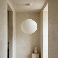 Abat-jour en papier de riz épais fait main, design à lignes épaisses, style Wabi Sabi, lanterne suspendue ronde pour la décoration intérieure
