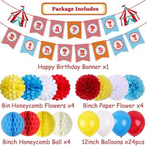 Decoraciones para Fiestas de <span class=keywords><strong>Carnaval</strong></span>, Artículos de Cumpleaños de Circo, Pancarta de Feliz Cumpleaños de Circo, Pompones de Papel, Flores, Bola de Panal - Product Image 5