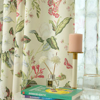 Rideaux occultants imprimés papillons floraux, couleur crème, à œillets, pour salon et chambre, style minimaliste, vente en gros au mètre