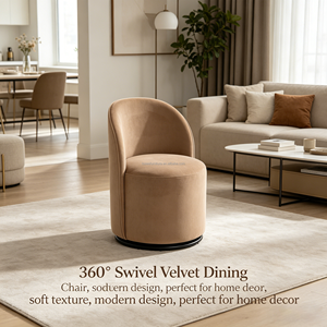 Silla de Comedor Moderna y Lujosa con Base Metálica y Tapicería de Terciopelo, Giratoria 360 Grados, para Sala de Estar, Restaurante, Hotel - Product Image 2