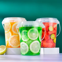 Seau à fruits de 32oz 1000ml avec couvercle, poignée et paille