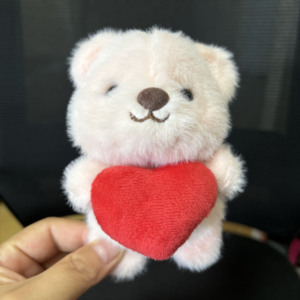 Boneka beruang Teddy berdiri 13cm dengan hati merah cinta Valentine gantungan kunci mewah gantungan kunci mainan mewah gantungan kunci Mini mewah - Product Image 4
