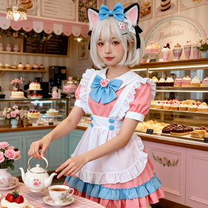 Sweet Pink Maid Lolita Dress Set Japanese Style Cute Cosplay Costume Women's Spring 2025 - Product Image 3