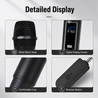 Microphone dynamique sans fil portatif à réduction de bruit, bande UHF, fréquence réglable, écran LCD, idéal pour les églises et les petites scènes