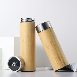 <span class=keywords><strong>350</strong></span> <span class=keywords><strong>ml</strong></span> 450 <span class=keywords><strong>ml</strong></span> 500ml Display temperatura Led bambù doppia parete in acciaio inox bottiglia acqua termo tazza bottiglia sottovuoto - Product Image 4