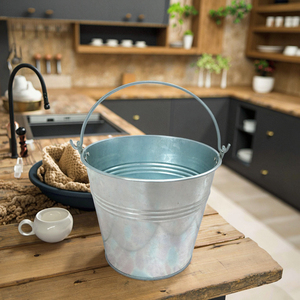 <strong>Galvanised</strong> 12Lt Iron <strong>Bucket</strong> with Galvanized Steel Material for Gardening Household with Handle - Product Image 2