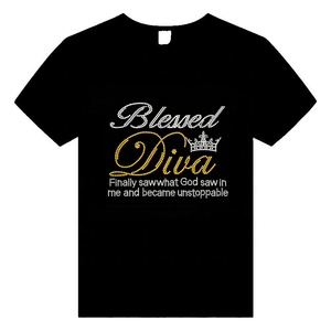 Custom Blessed Diva Religiosa Hot Fix Rhinestone Transferencia de Calor Motivo Diseño Hierro en Ropa - Product Image 1