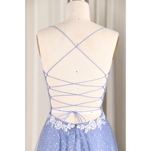 Púrpura claro moderno antiestático lentejuelas cuello en V sin mangas espalda encaje bordado corpiño línea brillo tul falda Floral brillante - Product Image 4