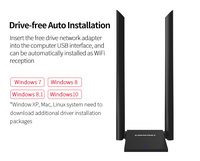 Adaptador Wifi USB de Alta Velocidad con Chipset MT7612U para Portátil, Sin Controladores, Interfaz Inalámbrica, Tarjeta de Red, Receptor Wifi Wlan/lan