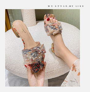 Pantoufles Perles <span class=keywords><strong>Femme</strong></span> Été Intérieur Extérieur Talons Carrés Colorées Polyvalentes Mode Sandales Strass Grande Taille Chaussures <span class=keywords><strong>Femme</strong></span> - Product Image 6