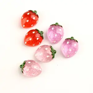 Diy Accessories 14*19mm Various color Pearl Strawberry Resin Charms for Decoration DIY Hair clip bows