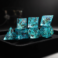 Ensemble de dés personnalisés DND en résine rose violette, 7 pièces, pour jeux de D&D, revêtement arc-en-ciel, polyédrique, bords vifs, lumière d'aurore