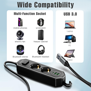 Fabrika yeni tasarım 2 çıkışları elektrik çıkışı 2 USB 1 tip-c dalgalanma koruyucusu uzatma soket güç şeridi - Product Image 3