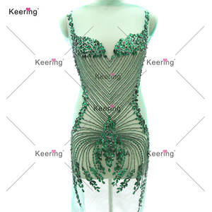 Keering largo Sexy hecho a mano claro cristal strass corpiño aplique Panel delantero y trasero para <span class=keywords><strong>vestido</strong></span> - Product Image 3