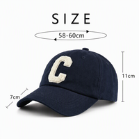 Casquette de baseball unisexe en sergé de coton non structurée à 6 panneaux, avec patch lettre en chenille personnalisé OEM, boucle métallique réglable, vente en gros