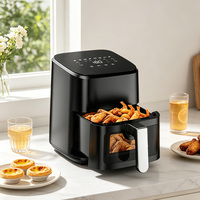 Friteuse à air électrique multifonction carrée moderne 4,5 L 1200 W pour friture, cuisson, rôtissage, réchauffage et compatible VR