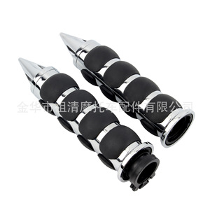 Zuqing <b>Motorcycle</b> Handlebar <b>Grips</b> 25.4mm Chrome Black Rubber Waterproof Slip Resistant For Harley Davidson Retro Models - Product Image 1