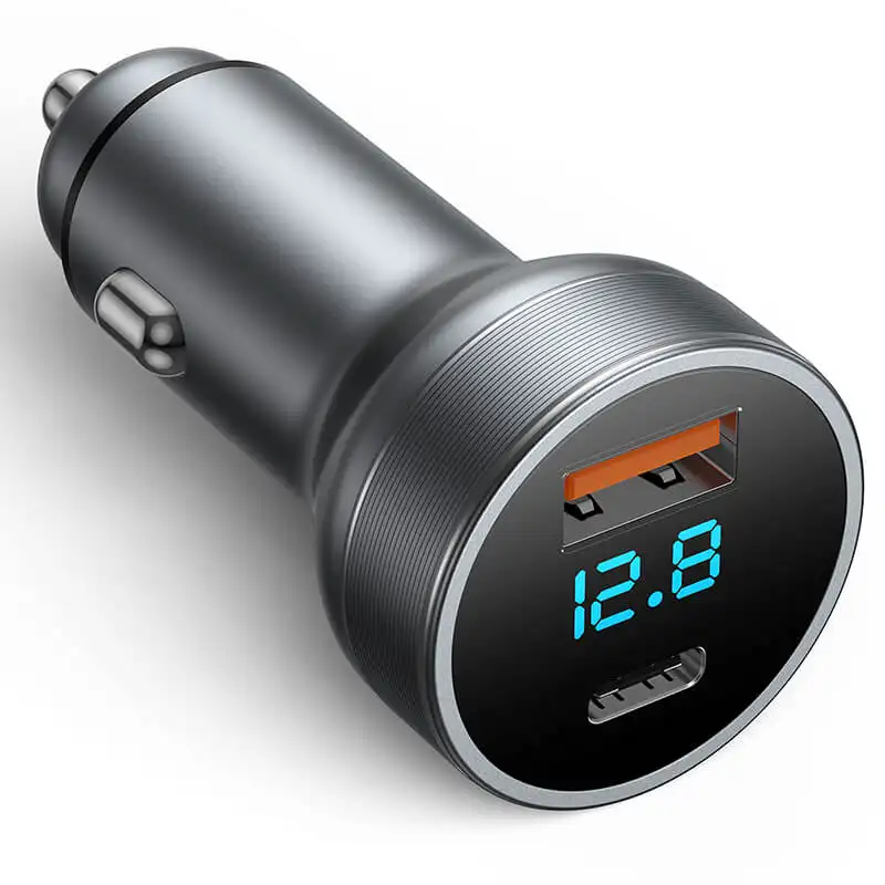 Fast Charging Aluminum alloy 2 port 54W type c Car Charger QC3.0 Car Usb Charger OEM for iphone samsung