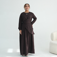 Pakaian Islami Loriya Gaun Wanita Elegan dan Bernapas Model Abaya Musim Panas Terbaru Atasan Silang Rok 2 Potong Set untuk Idul Fitri