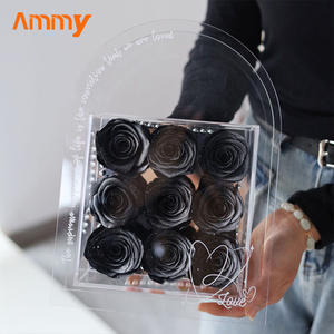 AM-PFE40แอมมี่กุหลาบที่เก็บรักษาไว้9ดอกนิรันดร์ในกล่องของขวัญอะคริลิคตกแต่งบ้านของขวัญคริสต์มาสสำหรับแม่ - Product Image 4