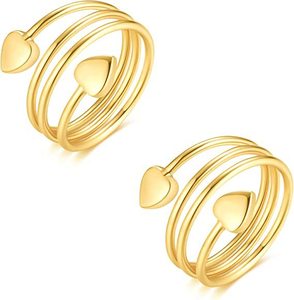 Anillos de Terapia Magnética de Cobre Ajustables para Mujer Jecanori, para Drenaje Linfático y Desintoxicación, Diseño de Corazón, Juego de 2 Piezas (Negro) - Product Image 5