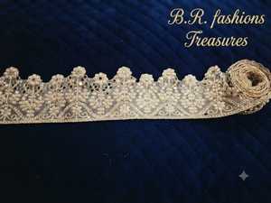 Pearl Embroidery Floral Lace Trim <b>Ribbon</b> Bridal <b>Wedding</b> Dress Garment Border Decorative Craft Sewing Home Decor Embellishment - Product Image 4
