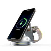 Support de chargeur sans fil magnétique flexible universel en alliage d'aluminium 15W 10W pour téléphone, montre et écouteurs 3 en 1