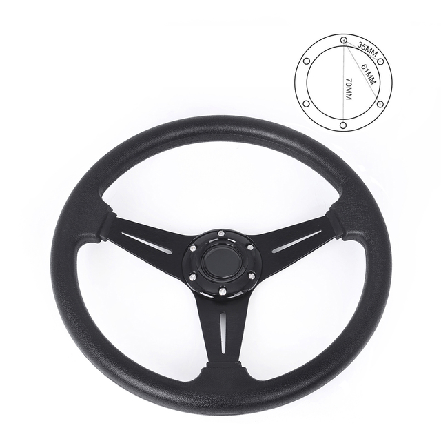 Universal Black 14inch 350mm Aluminum Alloy Racing Game Steering Wheel with PU Leather Cover Karting Drift Steering Wheel SW-02