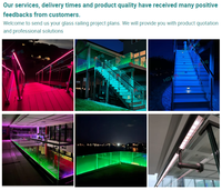 Rampe en verre sur mesure pour yacht avec éclairage LED, main courante en acier inoxydable, garde-corps de sécurité, balustrade en verre pour bâtiment côtier