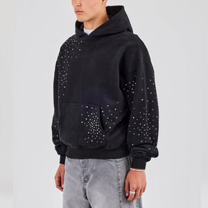 Sudadera con Capucha Corta de Estilo Camuflaje con Estampado Digital, Lavada Vintage, Talla Grande, 480 GSM, Algodón Preencogido, Gruesa, con Pedrería, para Hombre - Product Image 2