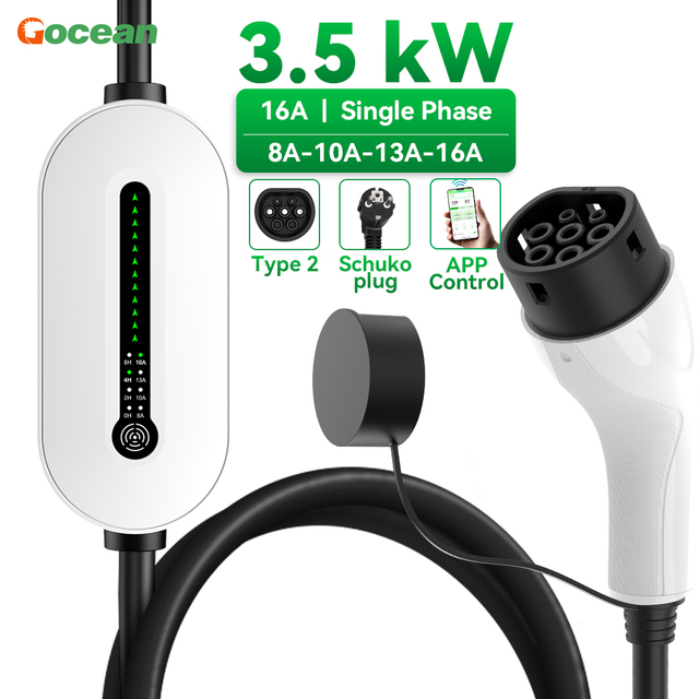 Portable EV Charger 16A 3.5KW Fast EV Charger Type 2 GBT US Pulg Electric Car Charger EVSE Auto Electric Car Station