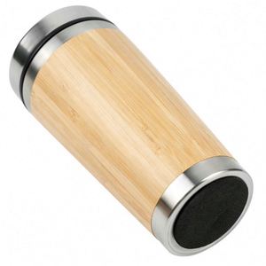 Portable <b>Thermal</b> <b>Mug</b> Stainless Steel Wide Mouth Bamboo Coffee <b>Mug</b> Insulated Cup - Product Image 4