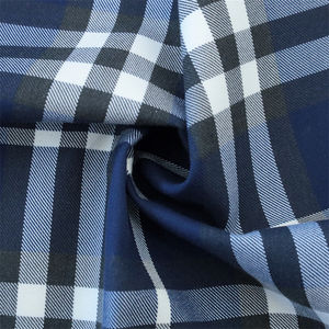 قماش فحص مصبوغ مغزول عالي الجودة باللون الأزرق والأبيض الرمادي 230 جم/متر مربع من نسيج التويل تريون سراويل فساتين تنورات من إيلين - Product Image 1