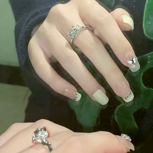 <span class=keywords><strong>Faux</strong></span> <span class=keywords><strong>ongles</strong></span> carrés à presser style français nude blanc décontracté, avec teinte douce et colle, pour un look féminin - Product Image 5