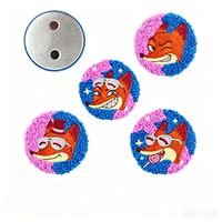Aimants de réfrigérateur personnalisés brodés, autocollants magnétiques brodés en forme de renard de dessin animé, cadeau promotionnel de film OEM