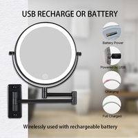 Miroir grossissant de maquillage Rechargeable à Double face, 10 fois fixé au mur, mobile et extensible de 8 pouces