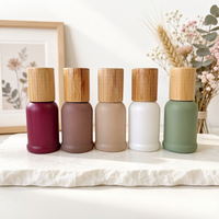 Flacons roll-on uniques en verre Morandi 10 ml avec bille en acier inoxydable et capuchon en bambou, flacons roll-on pour huiles essentielles mats givrés