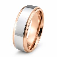 18K Roségold Plattierter Zweifarbiger Stufenförmiger Ehering Anpassbar Gravierbar Elegant Leichter Luxus Zertifiziert Personalisiert
