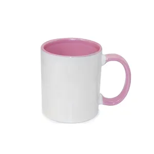 Hete Verkoop Custom Sublimatie Roze 11Oz Binnenrand Kleur Mok Koffiemokken Kleur Heldere Mokken