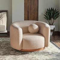 Meubles de maison salon luxe moderne fauteuils en bois et tissu chaise pivotante