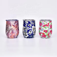 Gobelet isotherme en acier inoxydable personnalisé de 12 oz avec motif floral, anti-fuite, pour le camping, tasse à café, fournisseur en gros