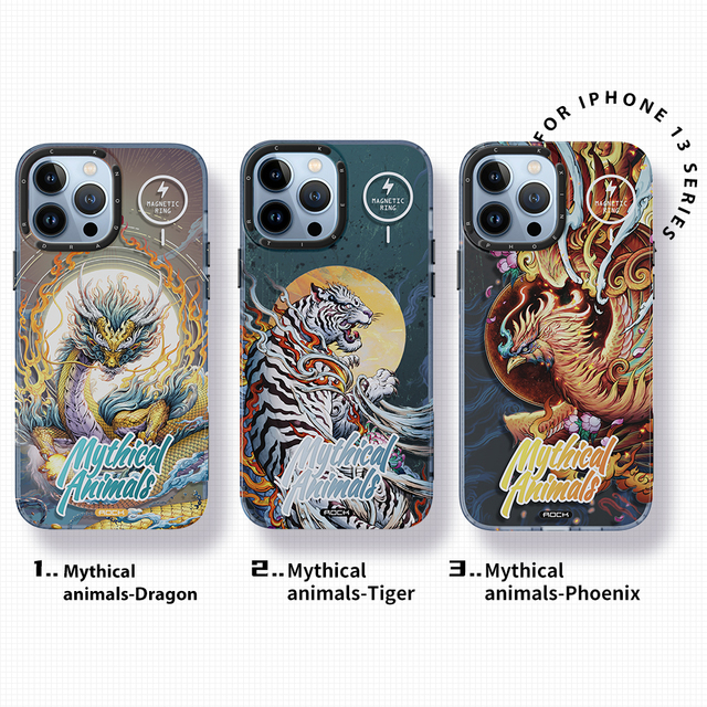 ROCK 2022 New Impression InShare Protection Case Ancient Sacred Beasts Series Wireless Charging Phone Case for iPhone 13 Series