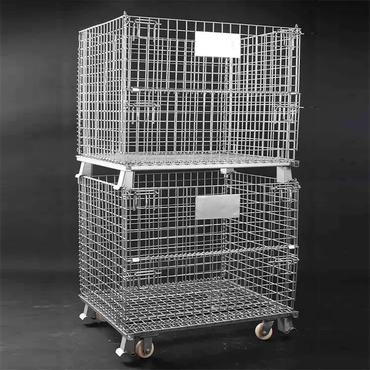 Foldable Galvanized Steel Hot Sale Wire Mesh Container Metal Storage Cage