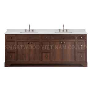Solid Wood Plywood Porcelain Basin Floor Standing <b>Bathroom</b> Cabinet Antique Design Water Resistant 5 Year <b>Bathroom</b> <b>Vanity</b> - Product Image 1