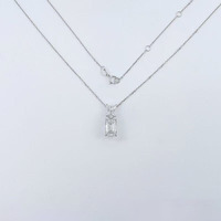 Collier pendentif réglable en or blanc 18 carats avec diamant de laboratoire taille émeraude, motif papillon galaxie, bijoux fins, colliers à breloques pour femmes