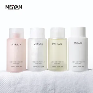 MYPACK luxury beauty clear frosted body hand lotion shower gel shampoo cleanser hair oil packaging pink squeeze bottle 300ml
