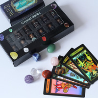 Kit de Sorcellerie avec Pendule en Cristal Arc-en-ciel 7 Chakras Naturels, Tapis de Tarot et Coffret Bouteille à Vœux en Cristal