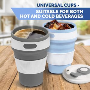 Eco Friendly BPA Free Portable Silicone Foldable Reusable Travel Mug with Lid & Straw Leak-Proof Dishwasher & <b>Microwave</b> Safe - Product Image 5