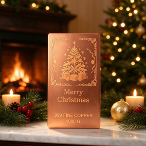 Plaque gravée en cuivre fin 999, 1000g, motif arbre de Noël - Product Image 5
