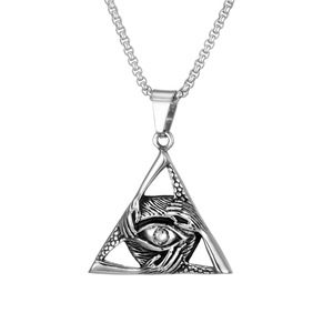 Collier Pendentif Triangle Garde-Bouillon en Acier Inoxydable Titane Style Européen et Américain pour Hommes SP970, Breloque Géométrique - Product Image 4